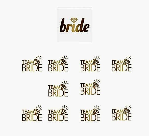 Happyland Tektaş Figürlü Bride Gelin Dövmesi ve Team Bride Tektaşlı Dövme Bride To Be Partisi Kutlama Dövmesi 10’lu Gelin Nedime Geçici Dövme Seti Gold