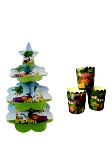 Happyland Safari Karakterli Kek Standı Kek Kapsülü 2’li Set