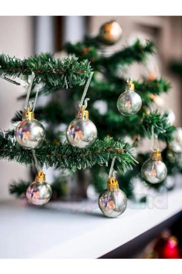 Happyland Yılbaşı Çam Ağacı Topu 3cm Gümüş Parlak 12adet Mini Yılbaşı Topu 3 CM Gümüş Cici Toplar