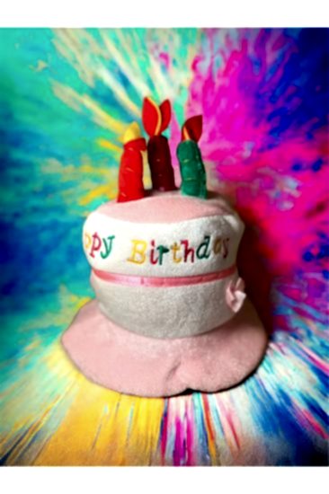 Happyland Doğum Günü Pastası Parti Şapkası Mumlu Peluş Şapka Doğum Günü Şapkası