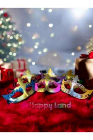 Happyland Balo Parti Maskesi 1 Adet Renkli Doğum Günü Maskeli Balo Maske