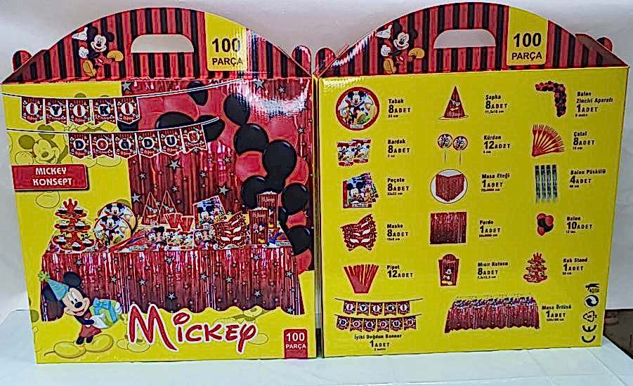 Parti Ustası HAPPYLAND 100 Parça Parti Seti Mickey Mouse