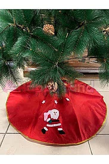Happyland Yılbaşı Noel Baba Desenli Çam Ağacı Ağaç Altı Örtüsü Kırmızı Renk