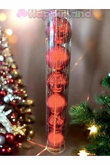 Happyland Yılbaşı Çam Ağacı Süsü 6 adet 12 cm Kırmızı Renk Yılbaşı Topu Büyük Boy Yılbaşı kırmızı Topu