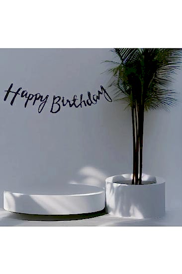 Happyland İpli İtalik Happy Birthday Yazılı Kaligrafi Banner Siyah