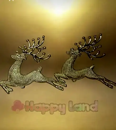 Happyland Yılbaşı Ağacı Süsü 2 Adet Gold Renk Geyik Süs 14 Cm Yılbaşı Süsü