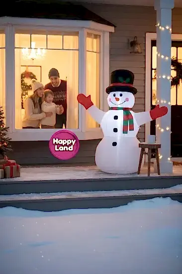 Happyland Yılbaşı Kardanadam Işıklı Şişme Dekor 120cm Ev KapıÖnü Dükkan KardanadamDekor HAPPY20251K