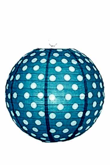 Happyland Kağıt Fener (Mavi Puantiyeli) 1 Adet 30 cm Doğum Günü Parti Süsü