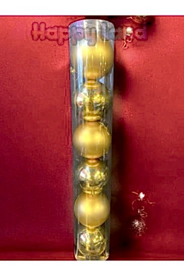 Happyland Yılbaşı Çam Ağacı Süsü 6 Adet 12 Cm Gold Renk Yılbaşı Topu Silindir Kutu Büyük Boy Yılbaşı