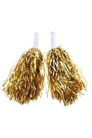 Happyland Metalik GOLD  Renk Amigo Gösteri Ponponu 23 Nisan Gold ponpon seti 1 Çift (2 adet)