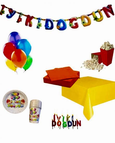 Happyland Rengarenk Doğum Günü Parti Paketi Ekonomik Set Mumlu Renkli İyiki Doğdun Yazılı Set