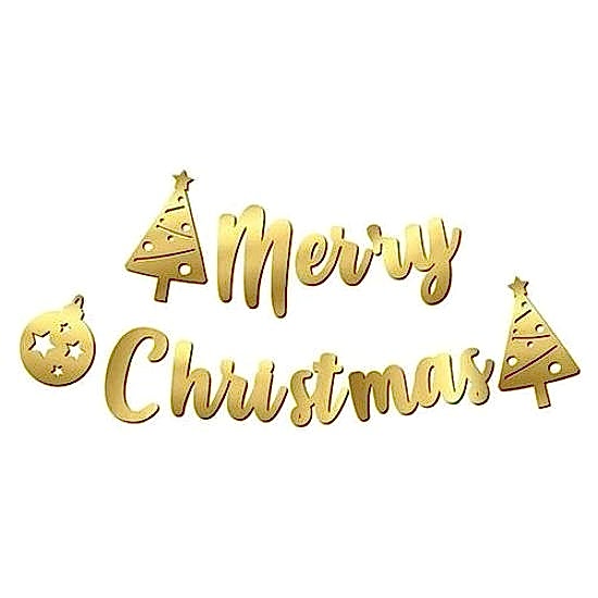 Happyland Merry Christmas Kaligrafi Gold Banner