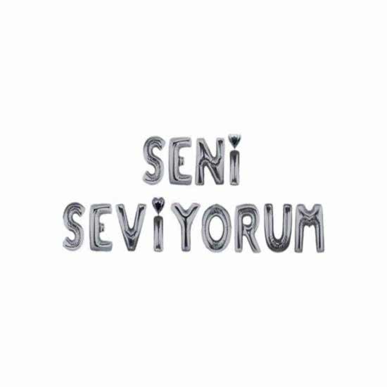 Happyland Seni Seviyorum Gümüş Folyo Balon Set