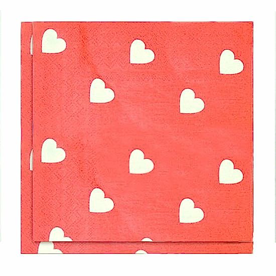 Kalp Desenli Peçete 20 Adet