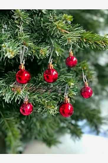 Happyland Yılbaşı Çam Ağacı Topu 3cm Kırmızı Parlak 6 adet Mini Yılbaşı Topu 3 CM Cici Toplar