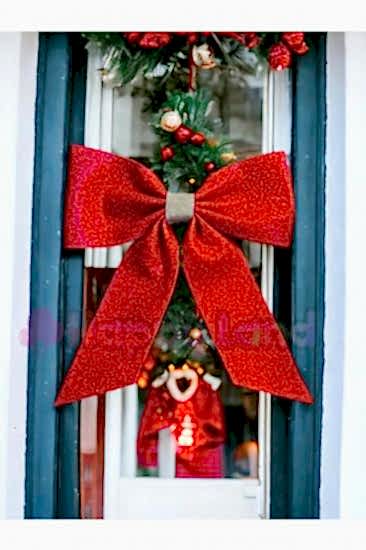 Happyland Yılbaşı Kırmızı Kapı Sofra Ağaç Süsü Simli Eva Fiyonk Dekor Yılbaşı Süs 30x30 cm Kırmızı