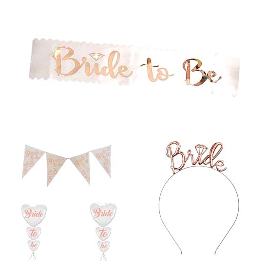 Happyland Bekarlığa Veda Partisi Rose Gold Bride To Be Parti Seti 5 Parça Taç ve Kuşaklı 