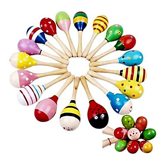 Renkli Ahşap Marakas 1 Adet