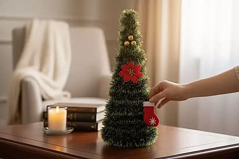 Happyland Masa Üzeri Yılbaşı Ağacı 45 cm Figürlü Lüks Yılbaşı Ağacı Dekor HPY-5