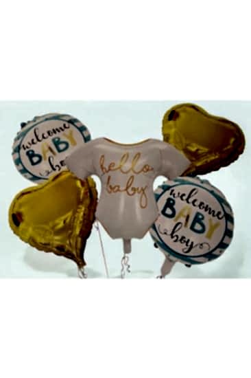 Happyland Hoşgeldin Bebek Mavi Renk 5’li Folyo Balon Seti Baby Shower Parti Balon Seti