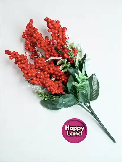 Happyland Yılbaşı 5 Dallı Kokina Berry Kiraz Dalı Yılbaşı Çiçeği Süsü 1 Adet