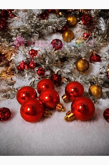 Happyland Yılbaşı Çam Ağacı Topu 3cm Kırmızı Parlak 6 adet Mini Yılbaşı Topu 3 CM Cici Toplar