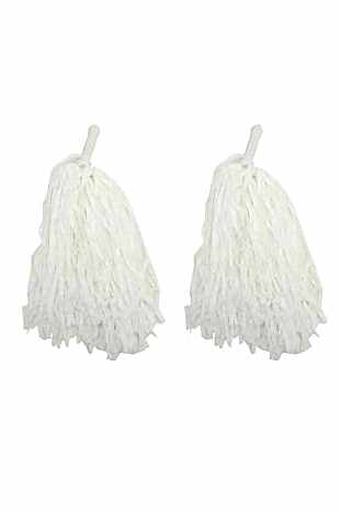 Happyland Beyaz Renk Amigo Gösteri Ponponu 23 Nisan Beyaz ponpon seti 1 Çift (2 adet)