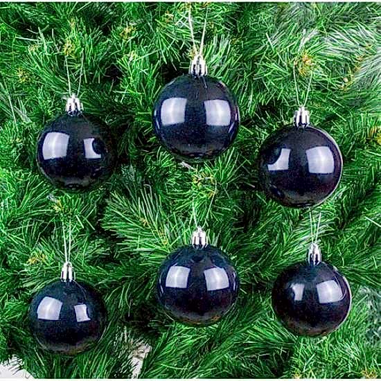 Happyland Yılbaşı Çam Ağacı Süsü Siyah Top 6 cm 6’lı