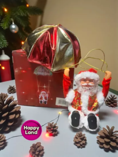 Happyland Yılbaşı Süsü Oyuncak Paraşütlü Taklacı Noel Baba Hareketli Pilli 40 cm HAPPY20251F