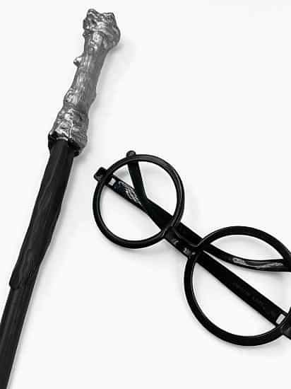  Happyland Harry Potter Asa Gözlük Seti Asa 45cm&Siyah Çerçeveli Camsız  Harry Potter Gözlüğü Seti 