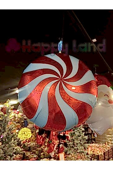 Happyland Yılbaşı Şeker Folyo Balon Kırmızı Beyaz 45 cm Yılbaşı Şeker Balon