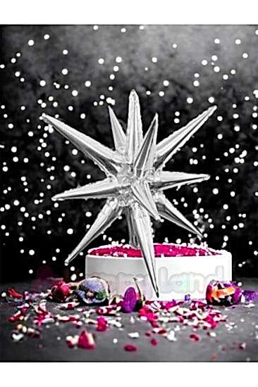 Happyland Kutup Yıldızı Gümüş Renk Folyo Balon Uzay Konsept Doğum Günü