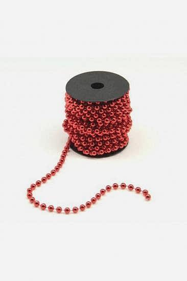 Happyland Yılbaşı Kırmızı Zincir Süs 10 mt İnci Çam Ağacı Süsü Zincir Ağaç Süsü