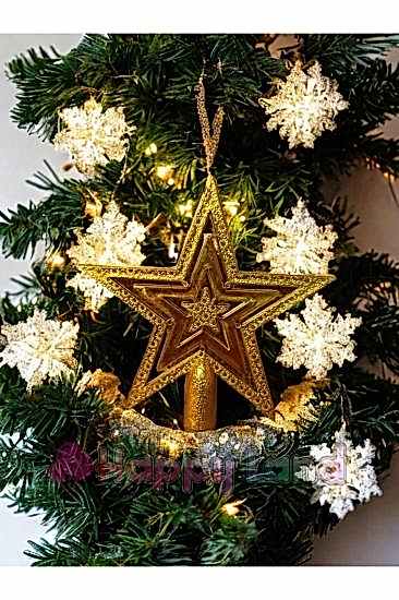 Happyland Yılbaşı Ağacı Süsü Kırmızı Mini Tepe Yıldızı 10 Cm Yılbaşı Çam Ağacı Tepe Yıldızı Mini