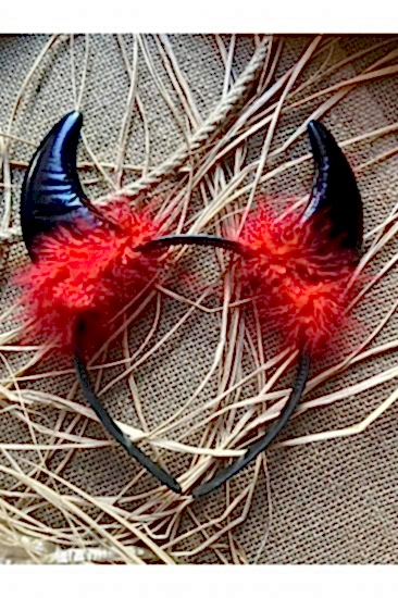 Happyland Halloween Tüylü Şeytan Tacı Cadılar Bayramı Dekor Taç Happy Halloween