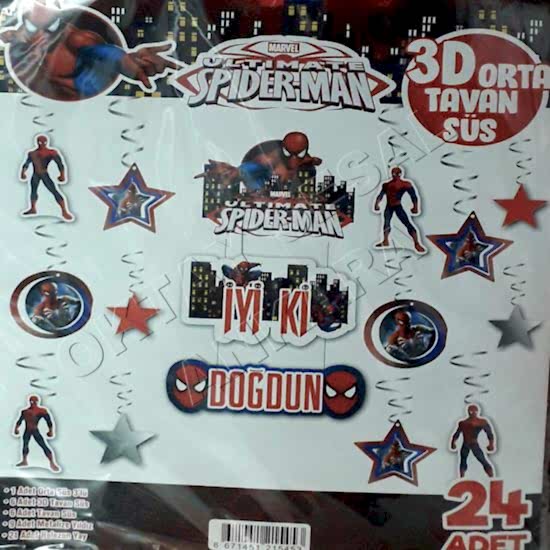 Happyland Spiderman Konsept 24 Lü 3D Orta Tavan Süs 