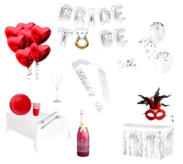 Happyland Bride To Be Partisi Seti Kırmızı-Gümüş Konseptli Lüks Kutlama Serisi Bride To Be Parti Taç ve Kuşaklı