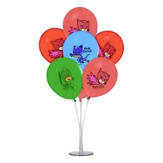 Happyland Pj Maskeliler Lisanslı Ayaklı 7 Li Balon Standı-Balonlar Dahil