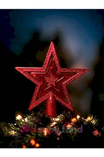 Happyland Yılbaşı Ağacı Süsü Kırmızı Mini Tepe Yıldızı 10 Cm Yılbaşı Çam Ağacı Tepe Yıldızı Mini 