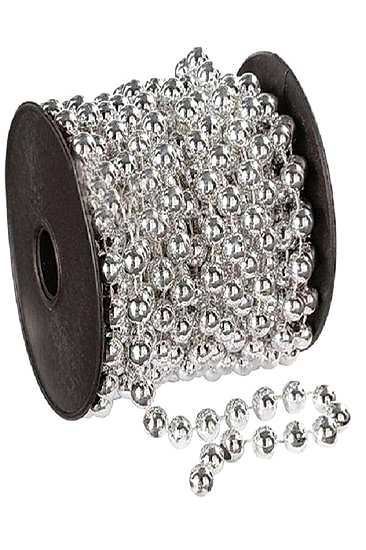 Happyland Yılbaşı Gümüş Zincir Süs 10 Metre Inci Çam Ağacı Süsü Zincir Ağaç Süsü