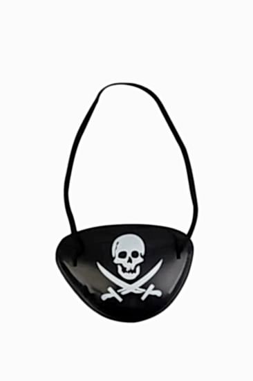 Happyland Halloween Siyah Renk Kuru Kafa Baskılı Plastik Korsan Göz Maskesi Korsan Göz Bandı