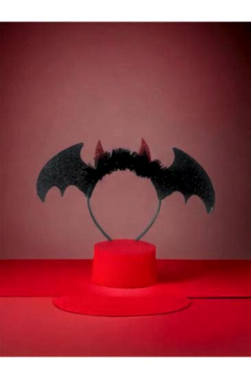 Happyland Halloween Siyah Kırmızı Yarasa Şeytan Taç Cadılar Bayramı Parti Tacı