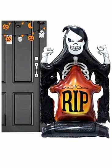 Happyland Halloween Mezar Taşo RİP Folyo Balon 3D Ayaklı Şekilli Halloween Folyo Balon 1 Adet