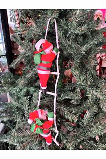 Happyland Yılbaşı Dekoru Merdivene Tırmanan Noel Baba 57 cm Yeni Yıl Süs