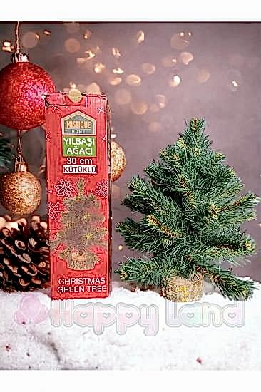 Happyland 30 cm Kütüklü Yılbaşı Ağacı Özel Kutusunda Masa Üzeri 30 cm Yılbaşı Ağacı