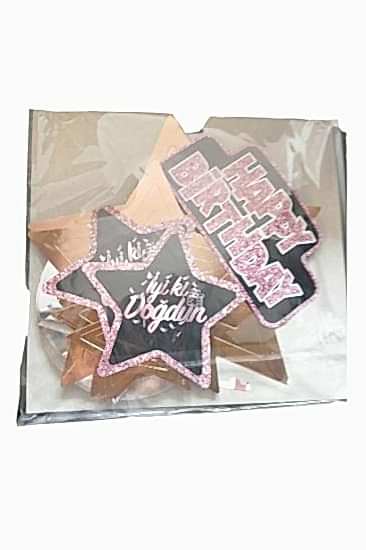 Happyland RoseGold Yıldızlı Happy Birthday Yazılı Tavan Sarkıt Süs 24’lü Paket
