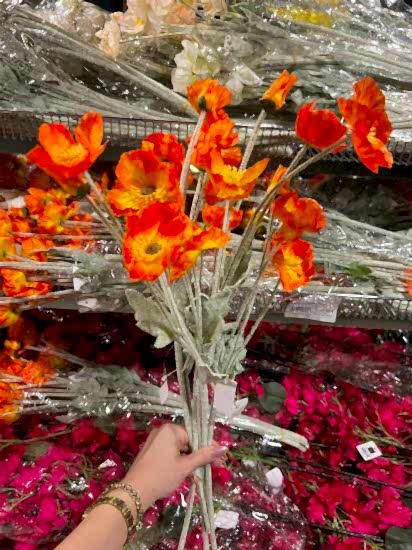 Happyland Yapay Çiçek Gelincik Dalı Turuncu Renk 60 cm 1 Adet Gelincik HPY-26132