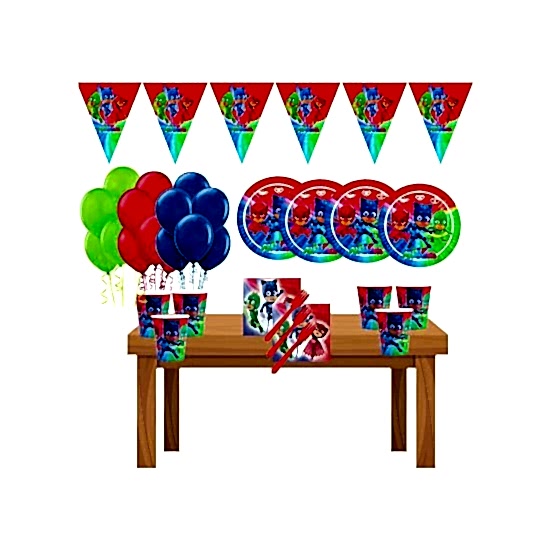 Happyland 16 Kişilik Pj Masks Pj Maskeliler Doğum Günü Parti Süsleri Süsleme Seti