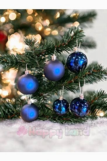Happyland Yılbaşı Çam Ağacı Süsü Gece Mavisi Renk Parlak Mat 6 Adet 6 cm Asetat Kutulu Model 