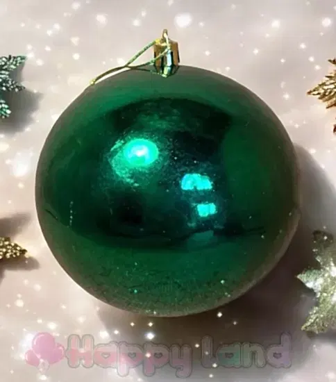 Happyland Yılbaşı Ağacı Süsü Büyük Boy 12 Cm Yılbaşı Topu Yeşil Renk Parlak 1 Adet Yılbaşı Topu